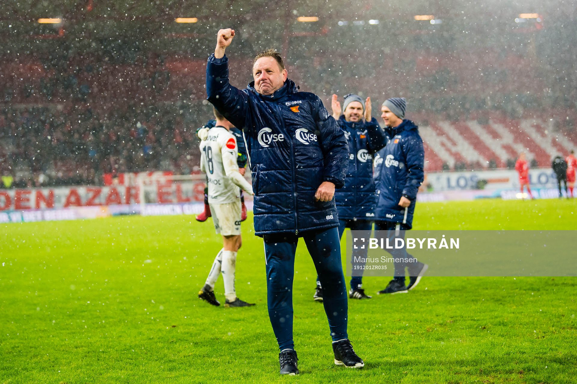 Bjarne Berntsen, head coach of Viking, celebrates