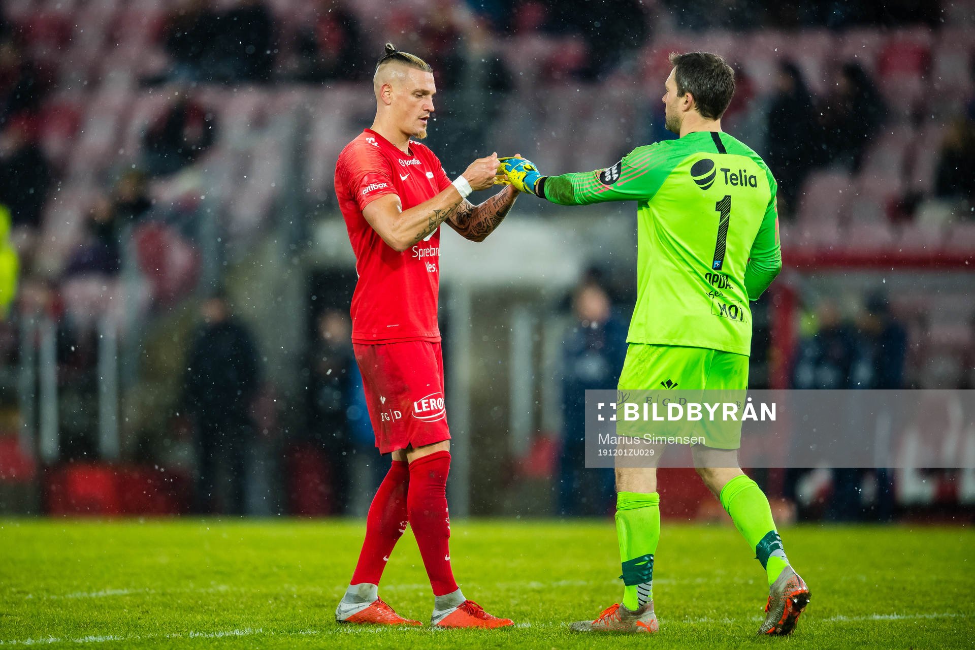 Vito Wormgoor and Håkon Eikemo Opdal of Brann during the Eliteserien match between Brann and Viking on December 1, 2019 in Bergen.