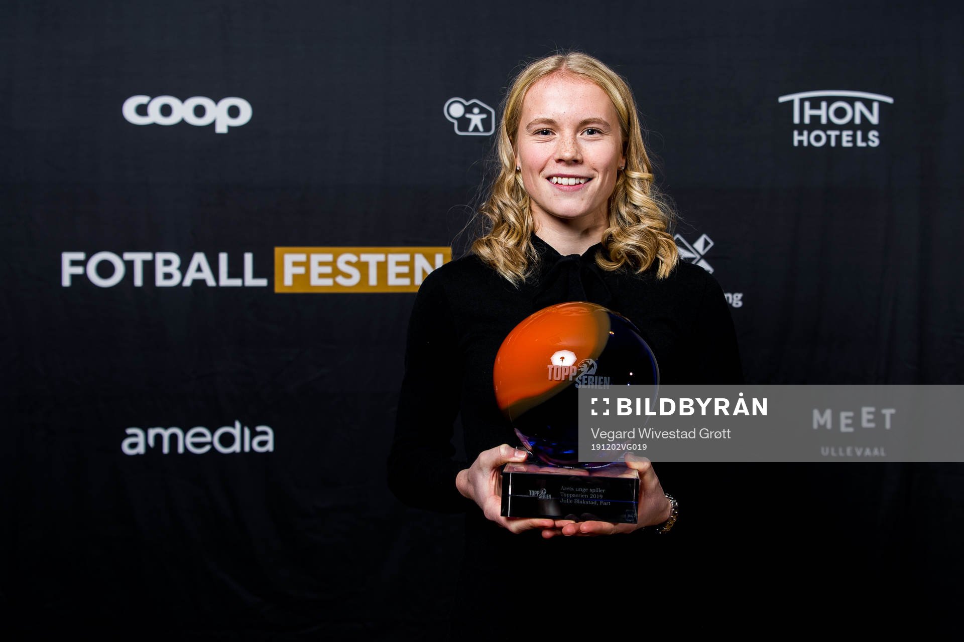 Julie Blakstad of Fart poses for a portrait with the award