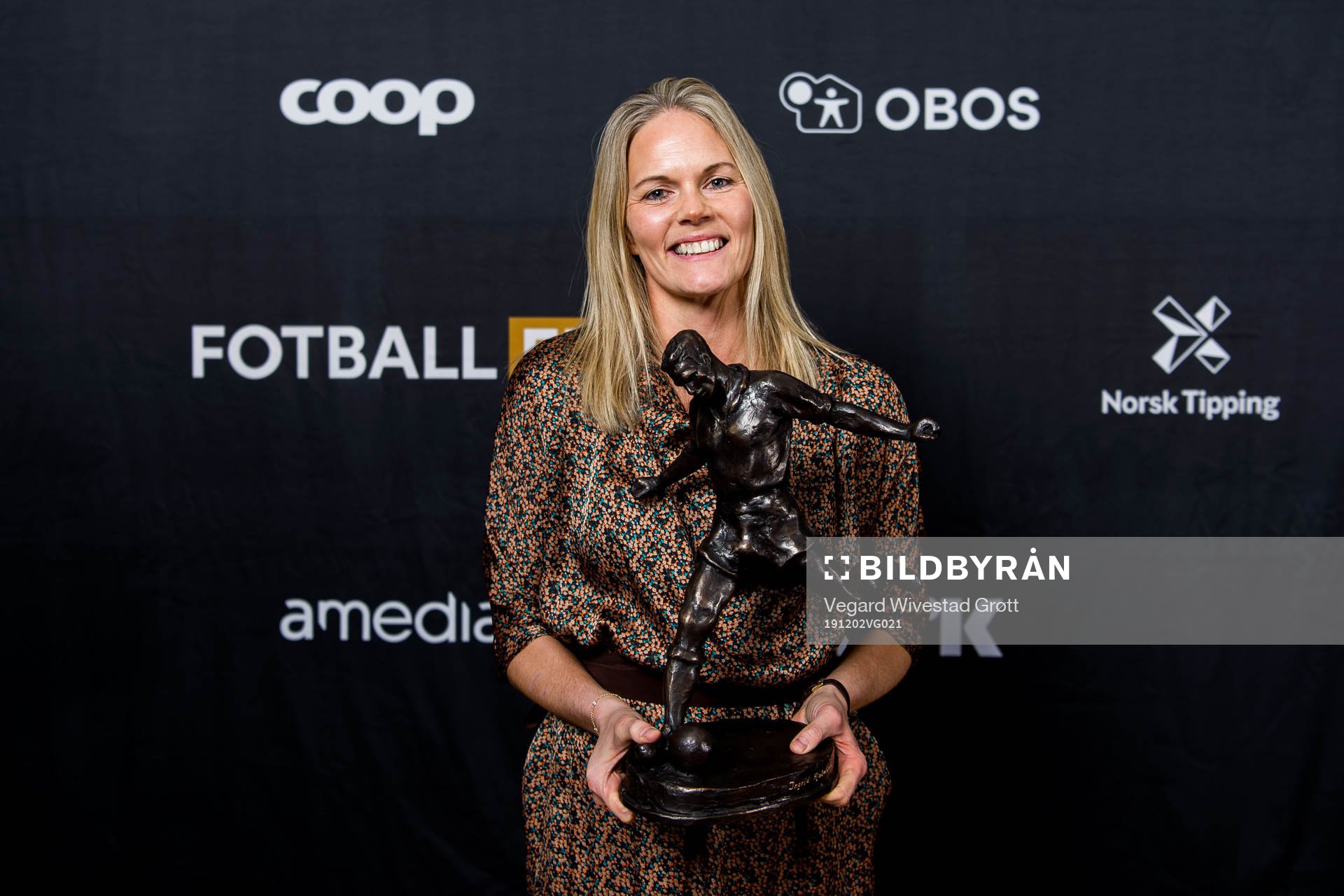 Goalkeeper Ingrid Hjelmseth poses for a portrait with the