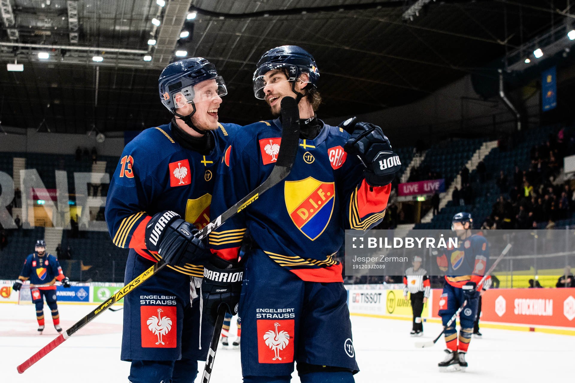 Kalle Östman and Gustav Possler of Djurgården celebrates
