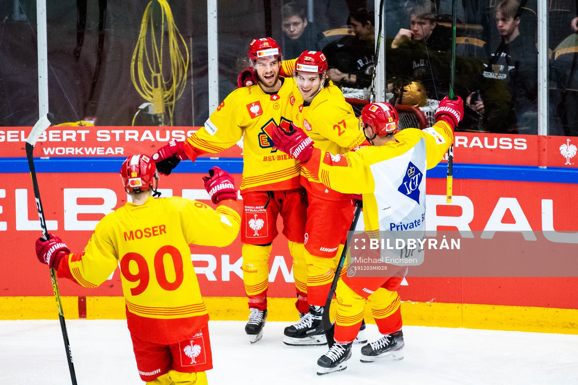 Marc-Antoine Pouliot of Biel-Bienne celebrates the 0-3 goal