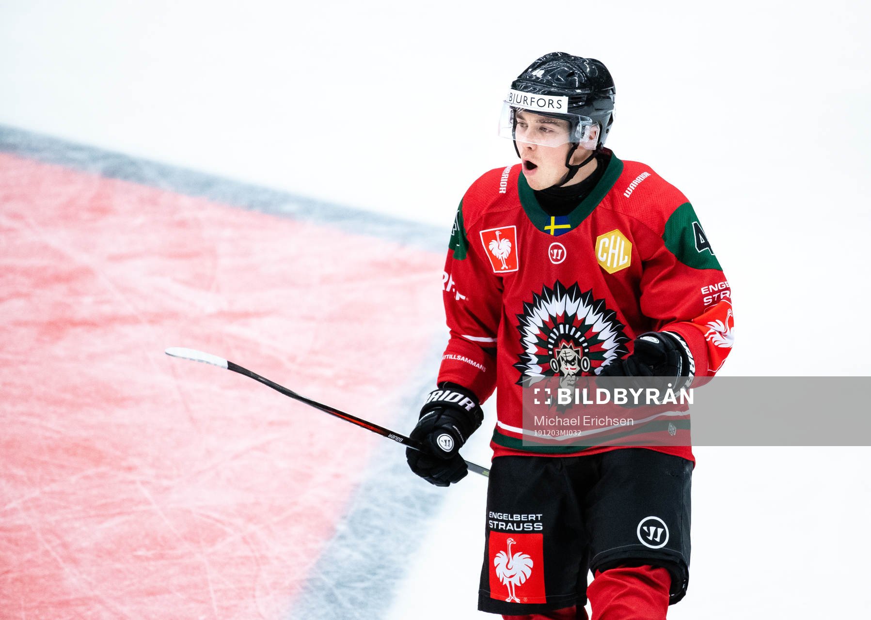 Joel Mustonen of Frölunda celebrates the 2-3 goal
