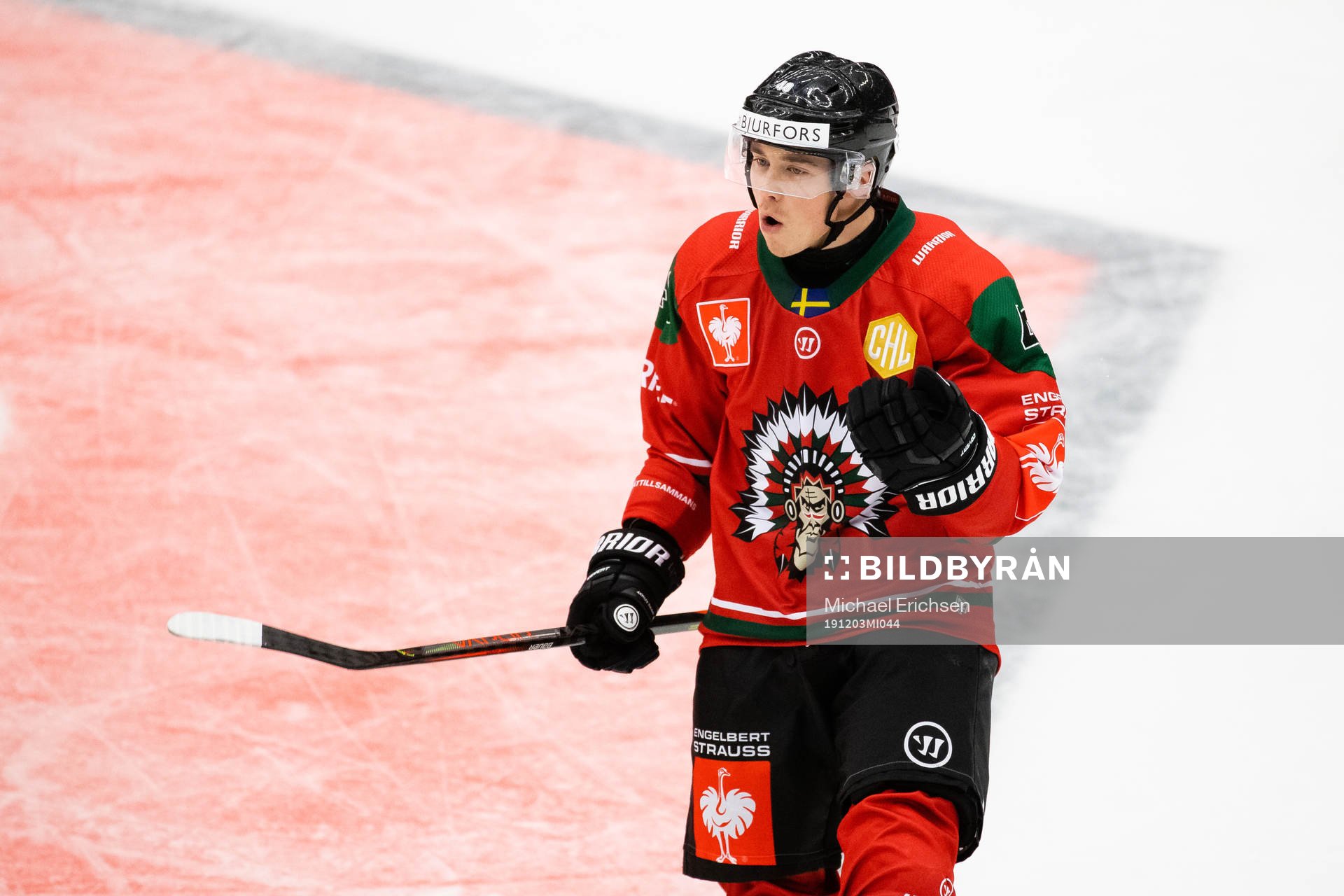 Joel Mustonen of Frölunda celebrates scoring 1-3