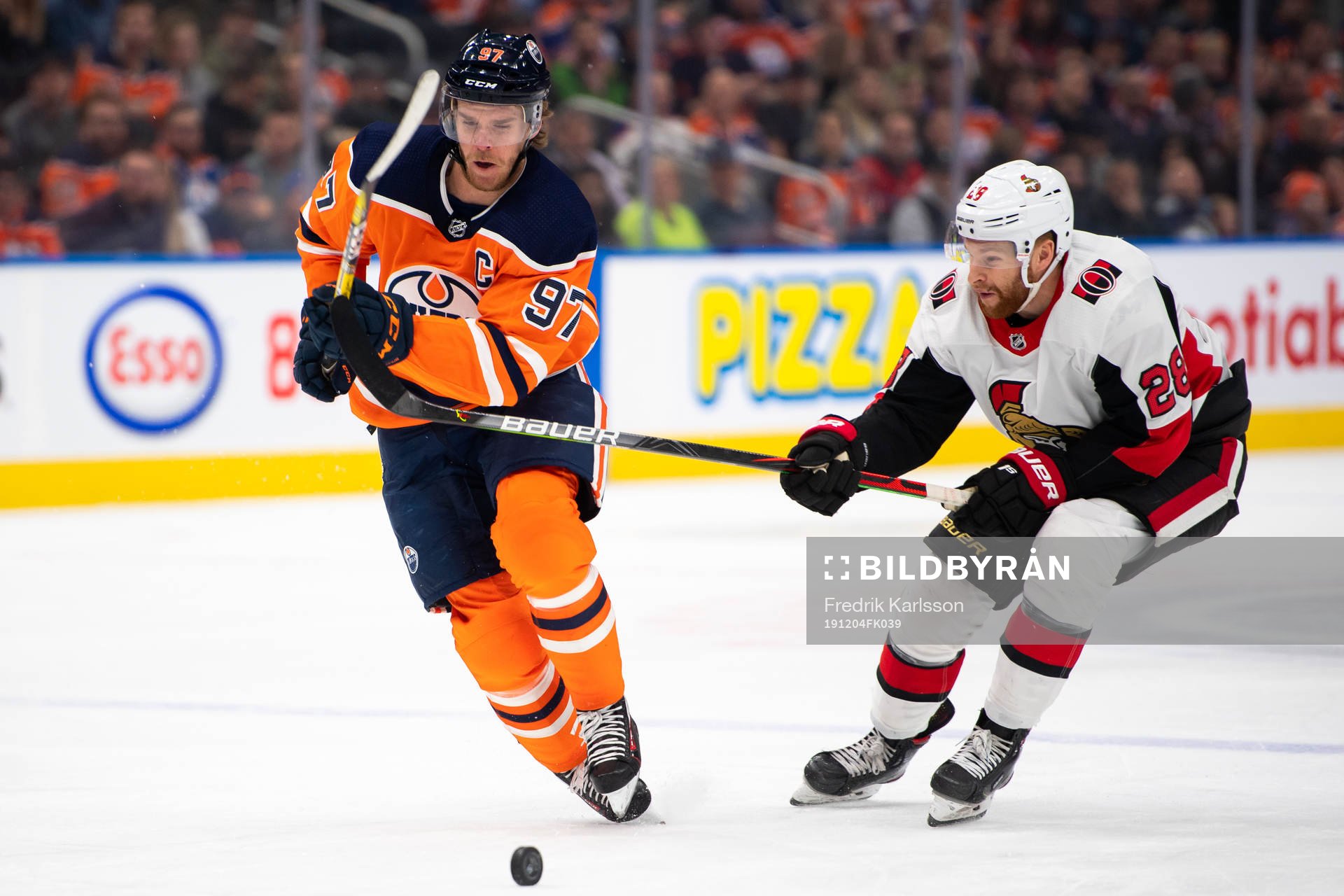 Connor McDavid of the Edmonton Oilers and Connor Brown of