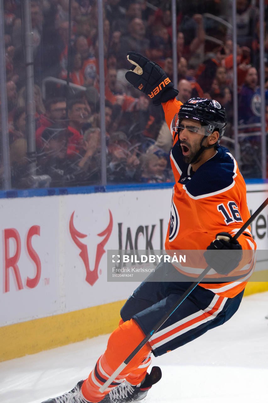 Jujhar Khaira of the Edmonton Oilers celebrates