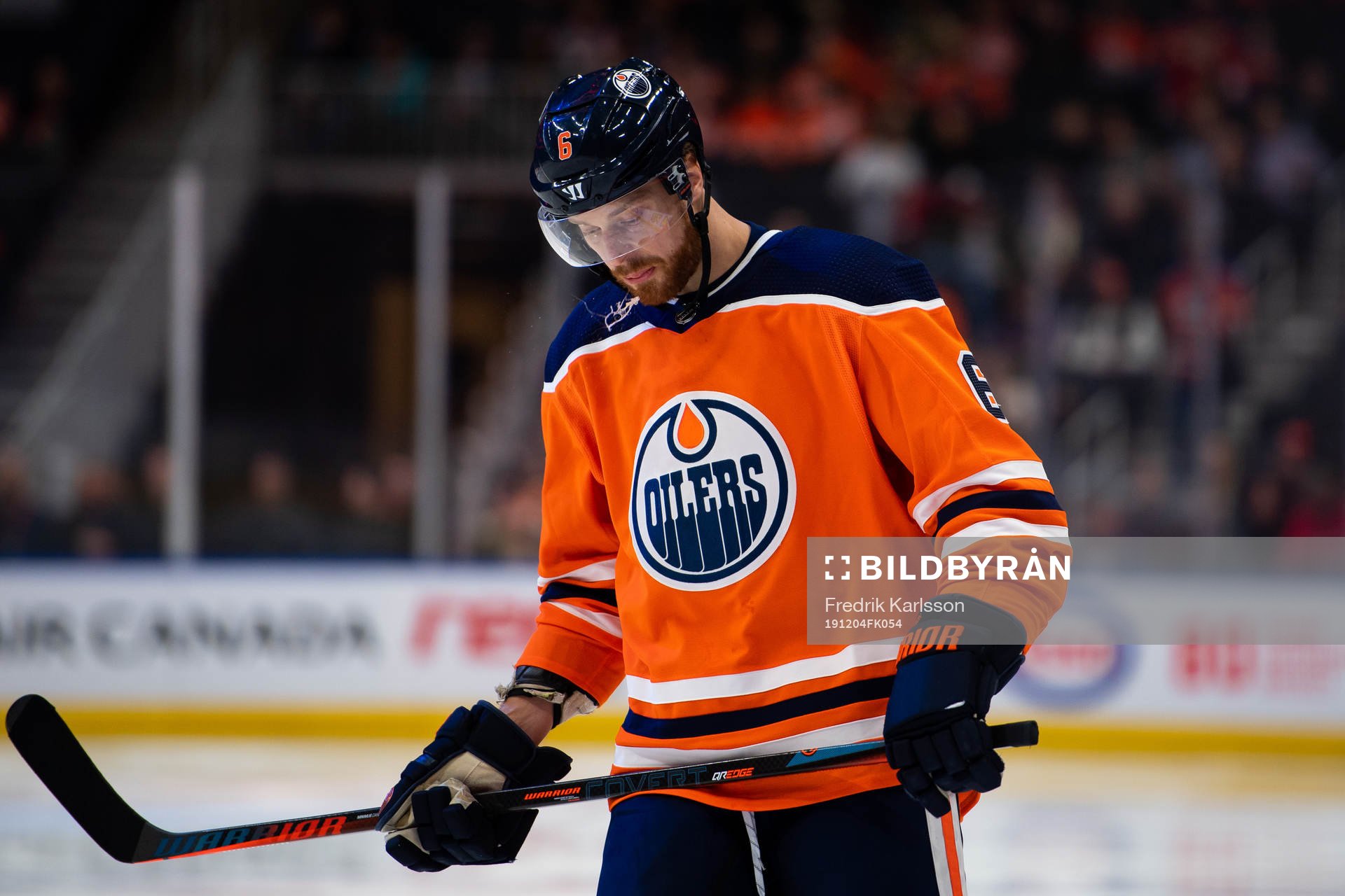 Adam Larsson of the Edmonton Oilers looks dejected