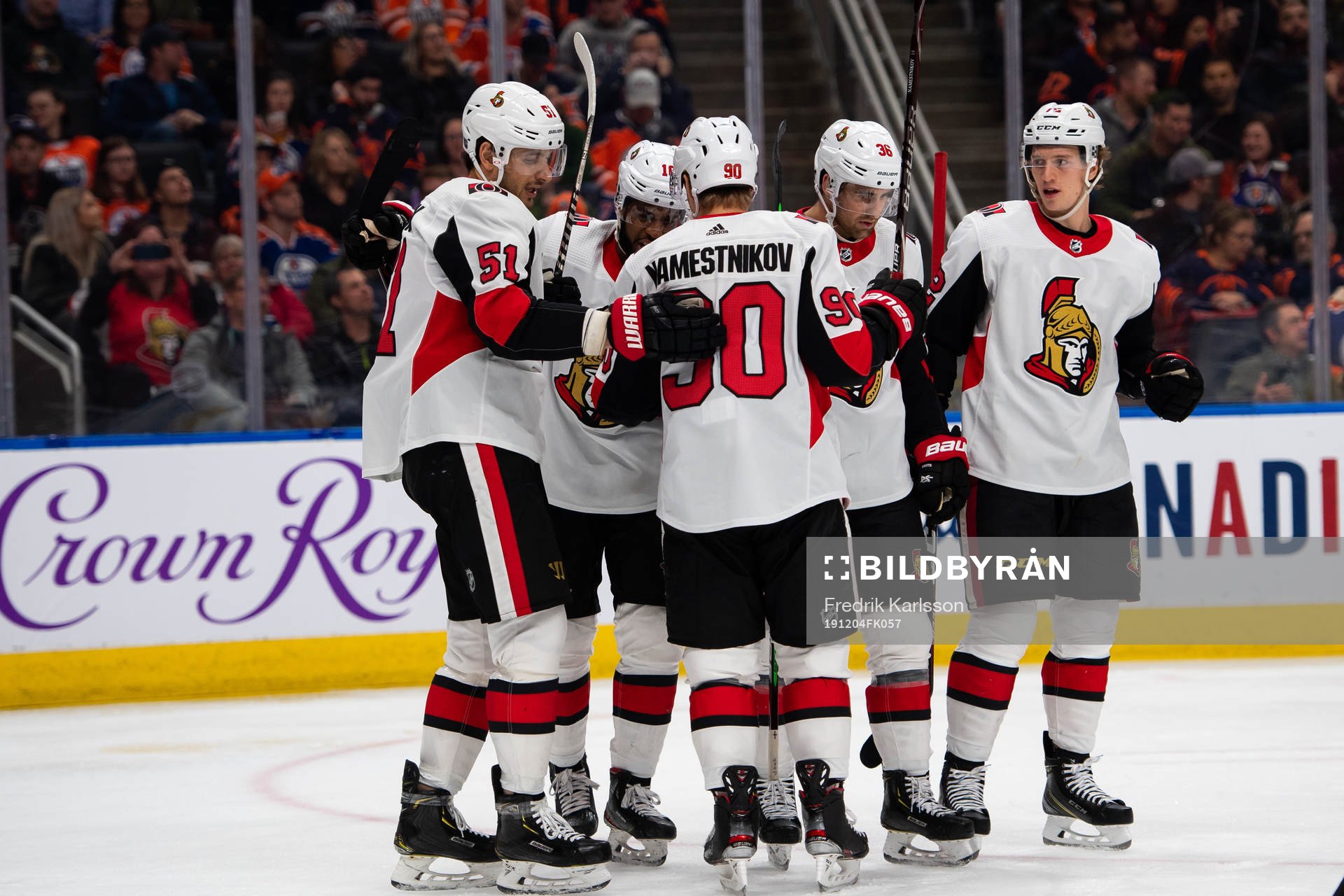 Players of the Ottawa Senators celebrate