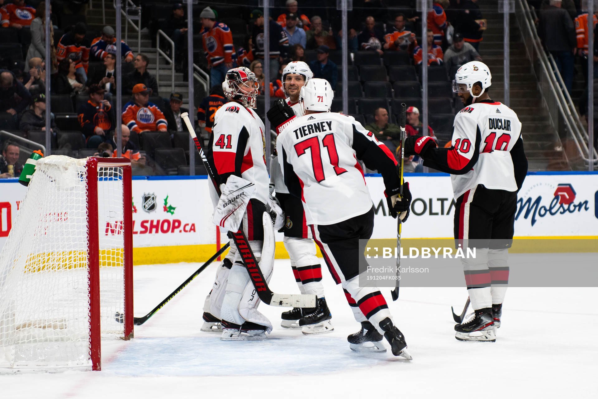 goaltender Craig Anderson and Ron Hainsey of the Ottawa