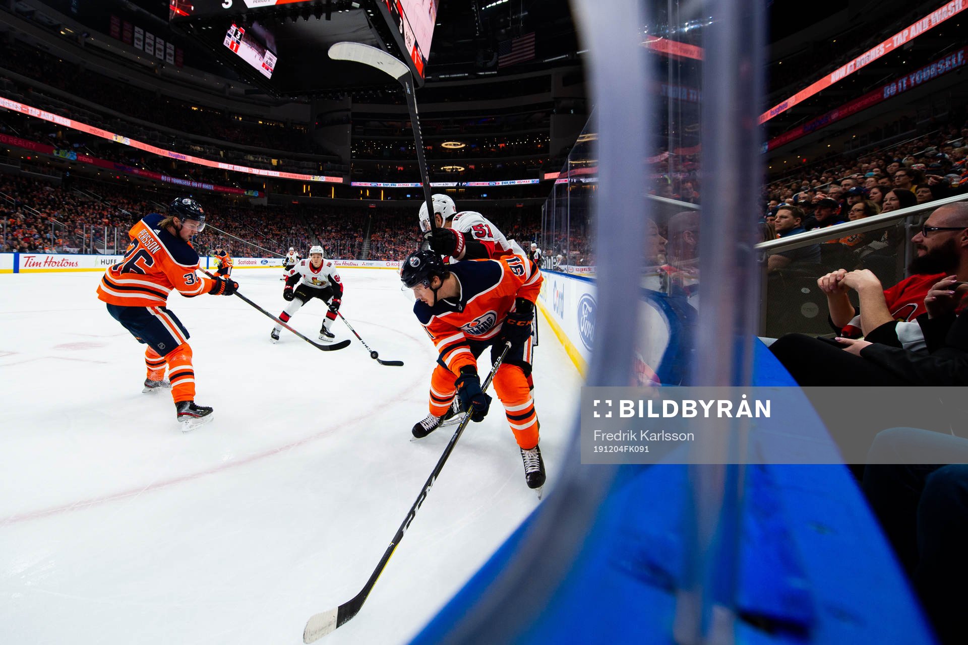 Joel Persson and Gaetan Haas of the Edmonton Oilers
