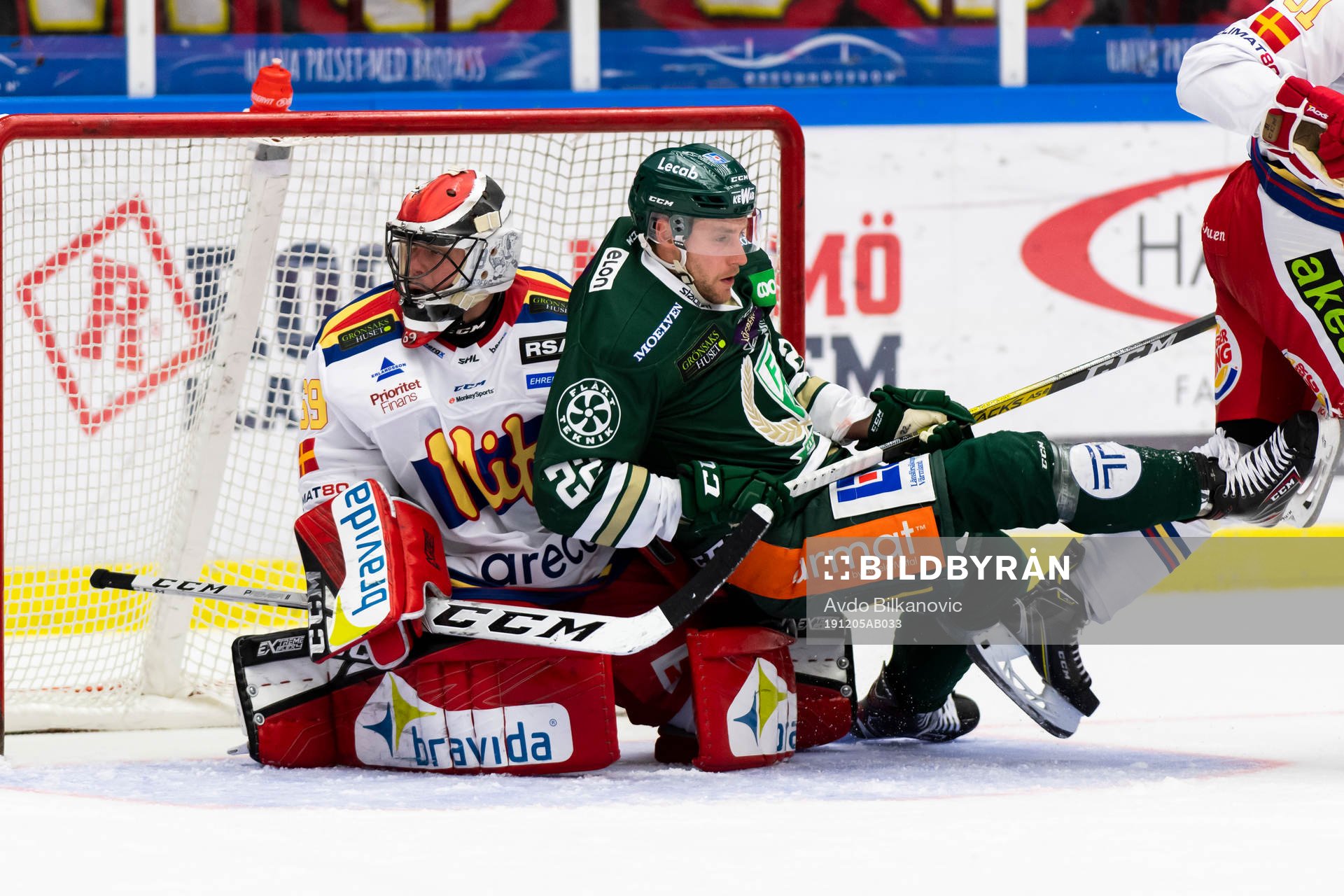 Malmö Redhawks målvakt Oscar Alsenfelt och Färjestads