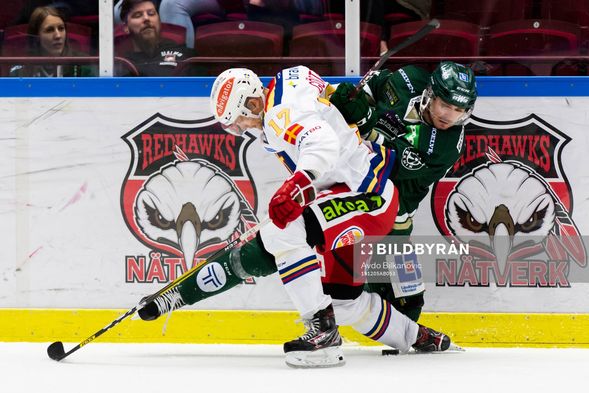 Malmö Redhawks Max Görtz och Färjestads Linus Johansson