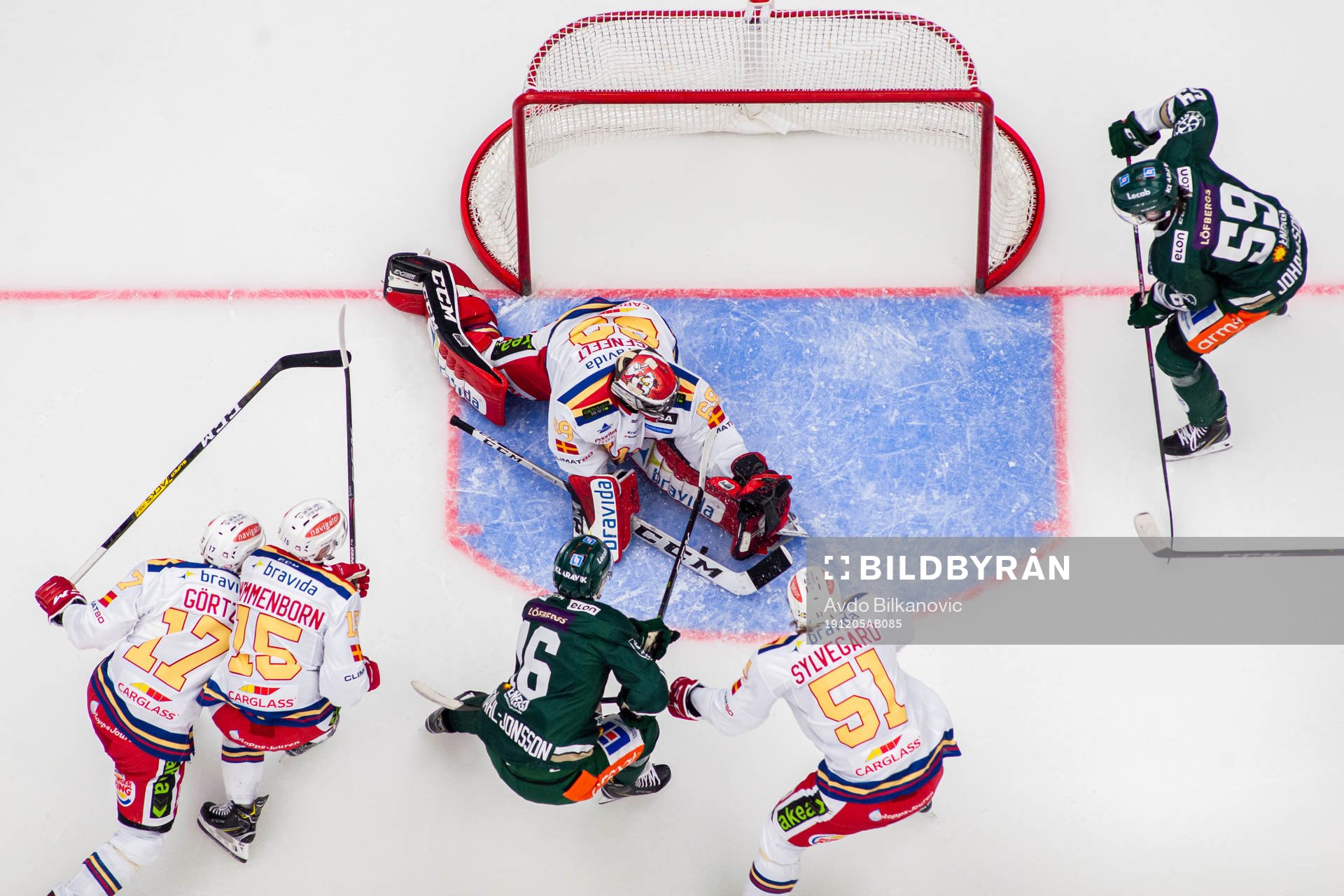Malmö Redhawks målvakt Oscar Alsenfelt och Färjestads