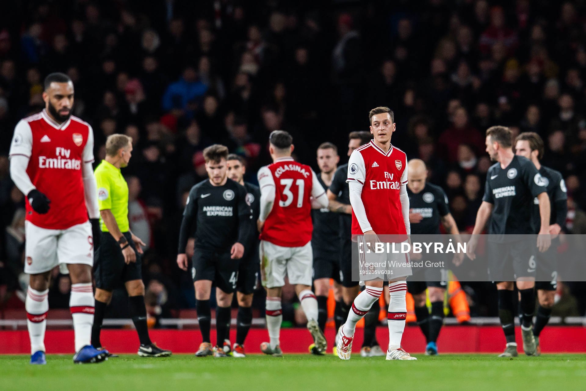 Mesut Özil of Arsenal looks dejected
