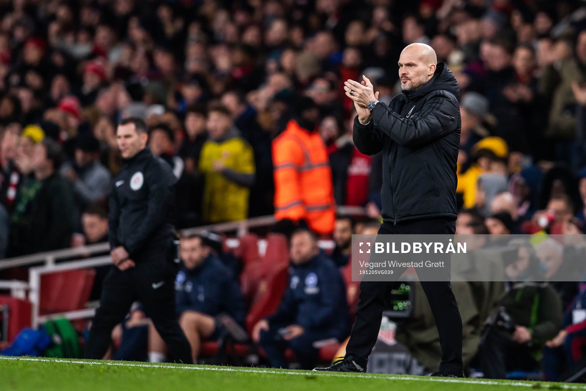 Fredrik Ljungberg, interim manager of Arsenal, celebrates