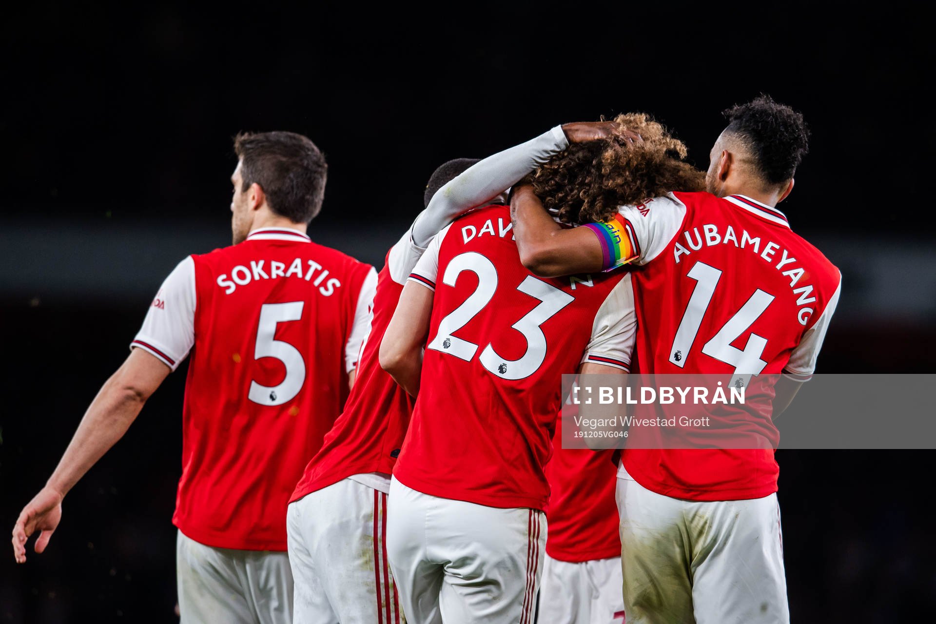 David Luiz and Pierre-Emerick Aubameyang of Arsenal