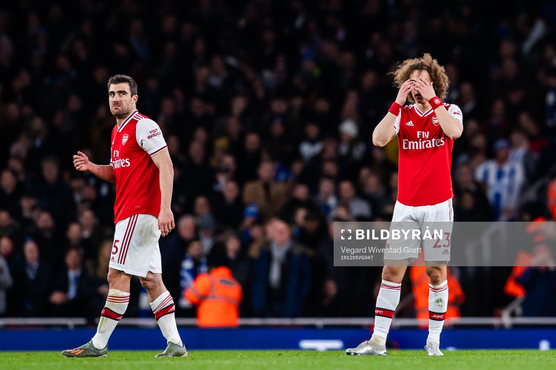 David Luiz of Arsenal looks dejected