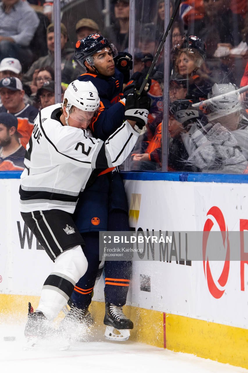 Paul LaDue of the Los Angeles Kings and Darnell Nurse of