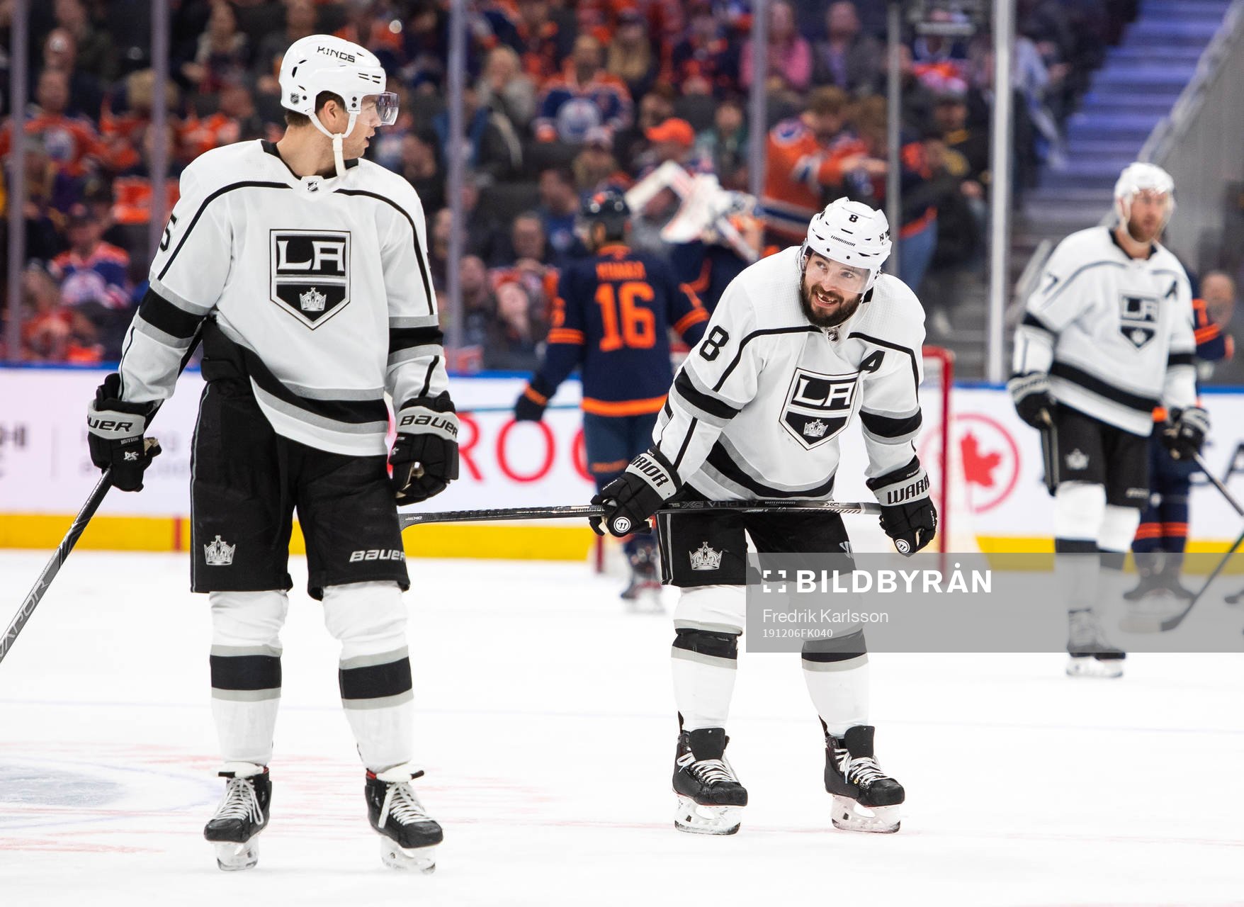 Ben Hutton and Drew Doughty of the Los Angeles Kings looks