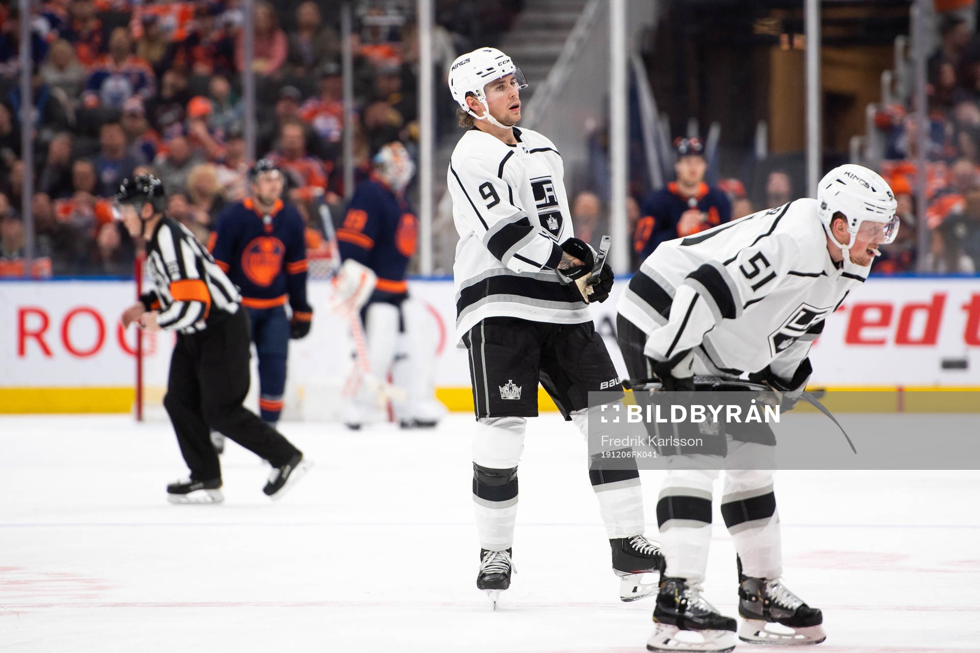 Adrian Kempe and Austin Wagner of the Los Angeles Kings