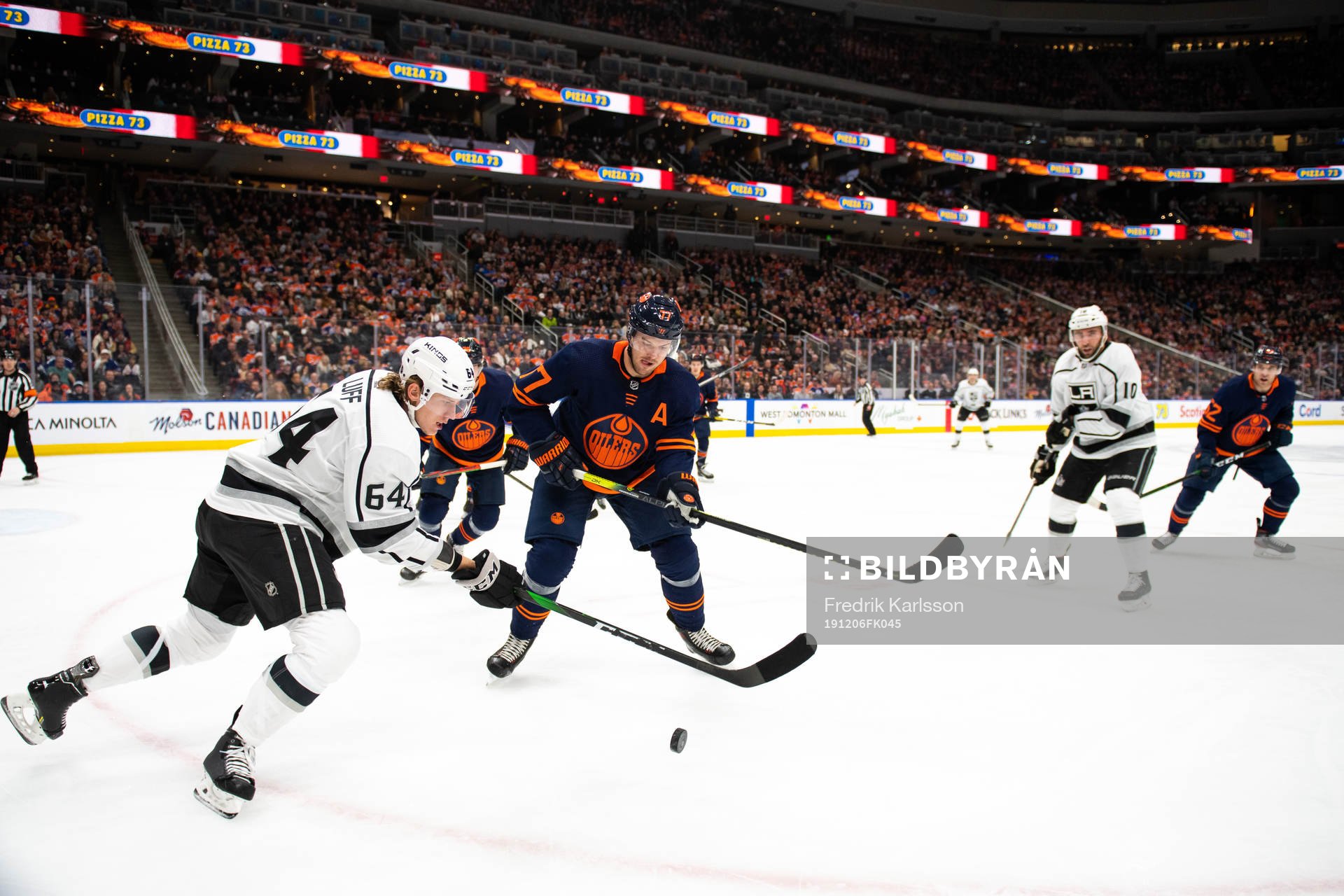 Matt Luff of the Los Angeles Kings and Oscar Klefbom of the
