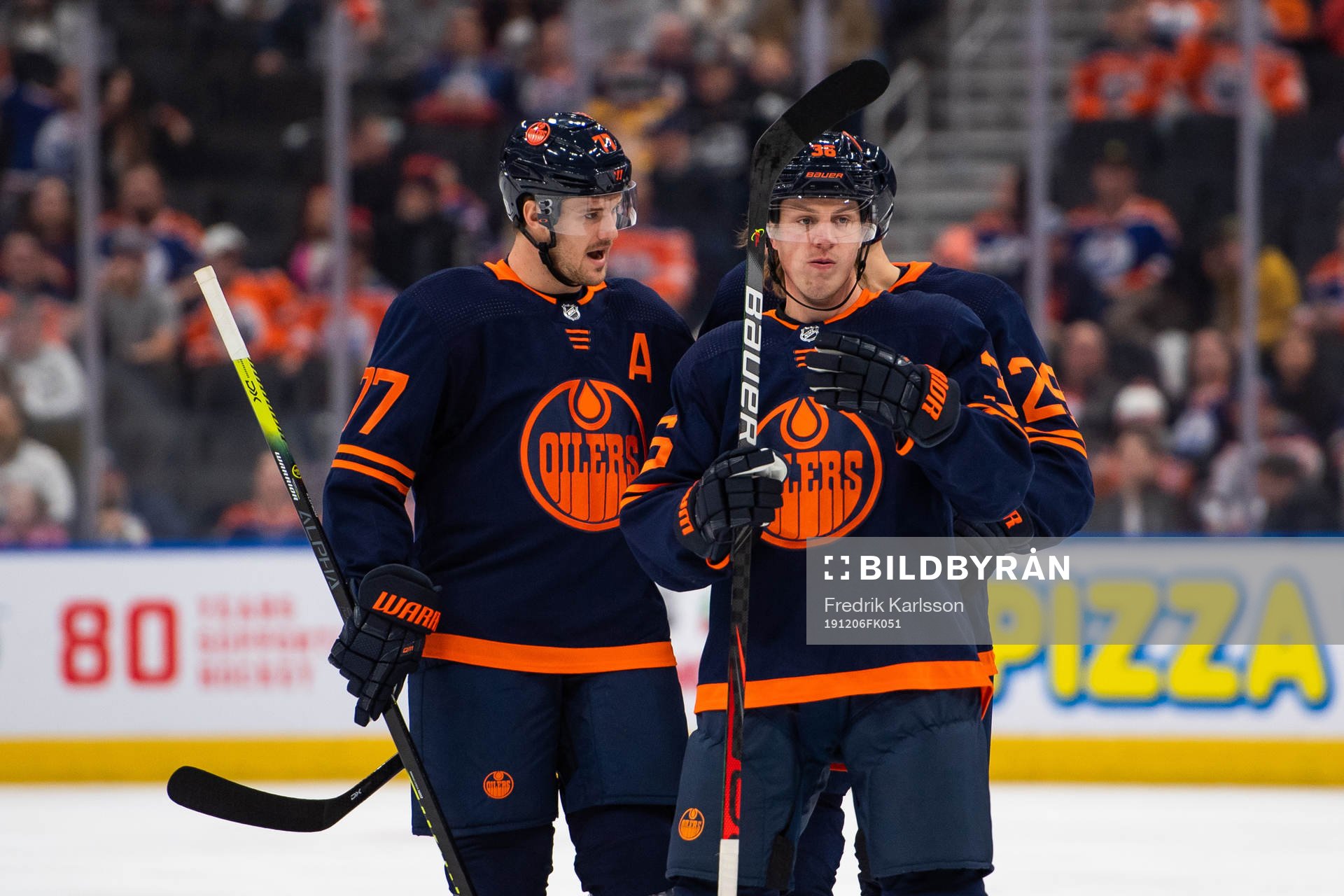 Oscar Klefbom and Joel Persson of the Edmonton Oilers