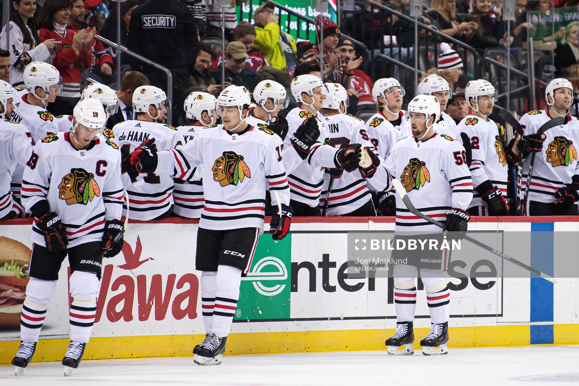 Chicago Blackhawks Jonathan Toews, Dylan Strome and Erik