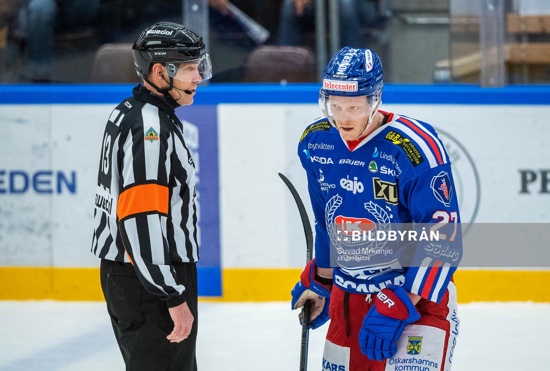 Oskarshamns Henrik Nilsson och Domare Morgan Johansson