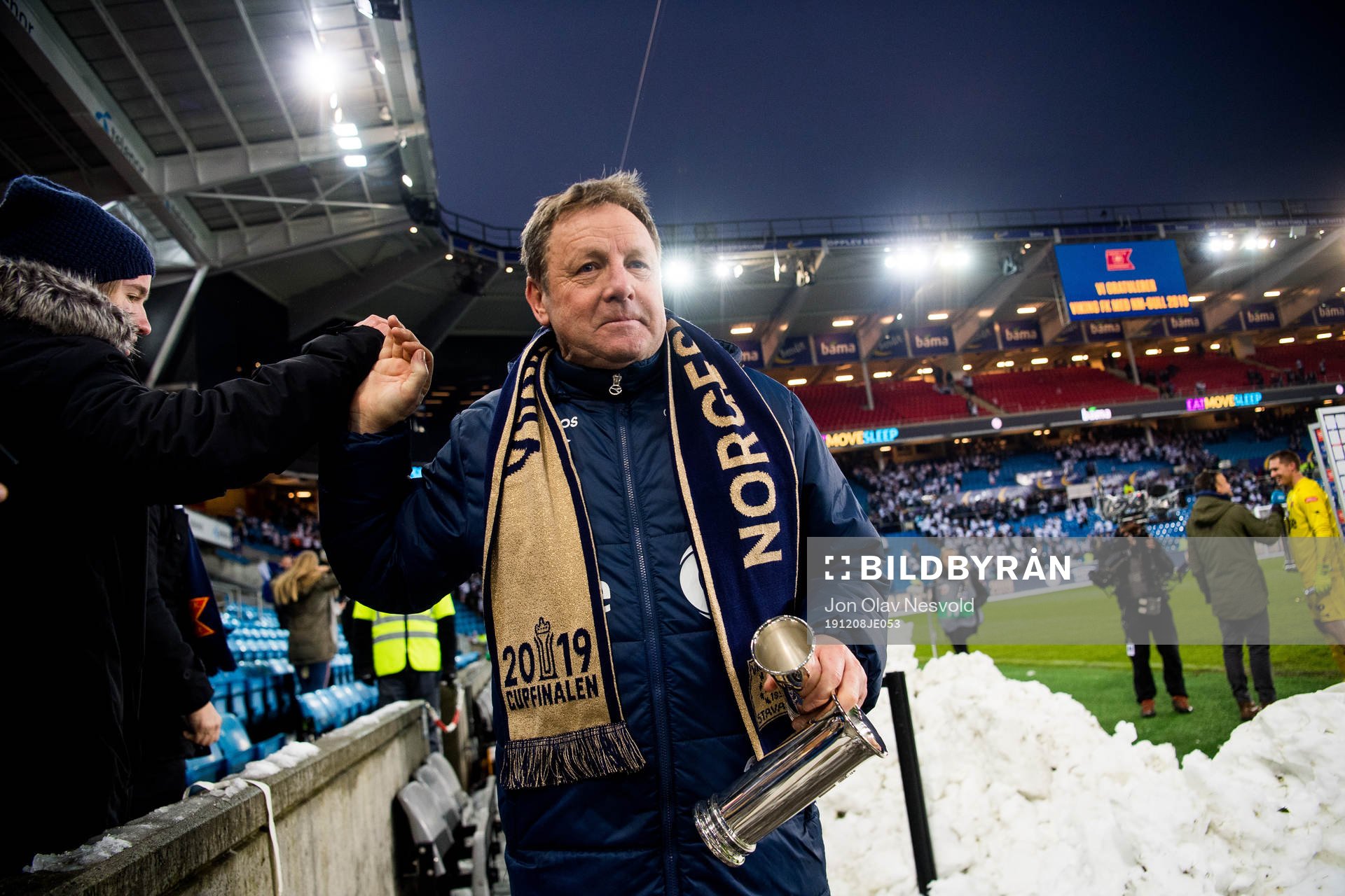 Bjarne Berntsen, head coach of Viking, celebrates with the