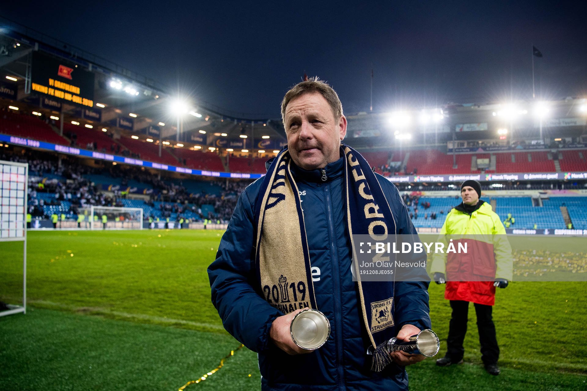 Bjarne Berntsen, head coach of Viking, celebrates with the