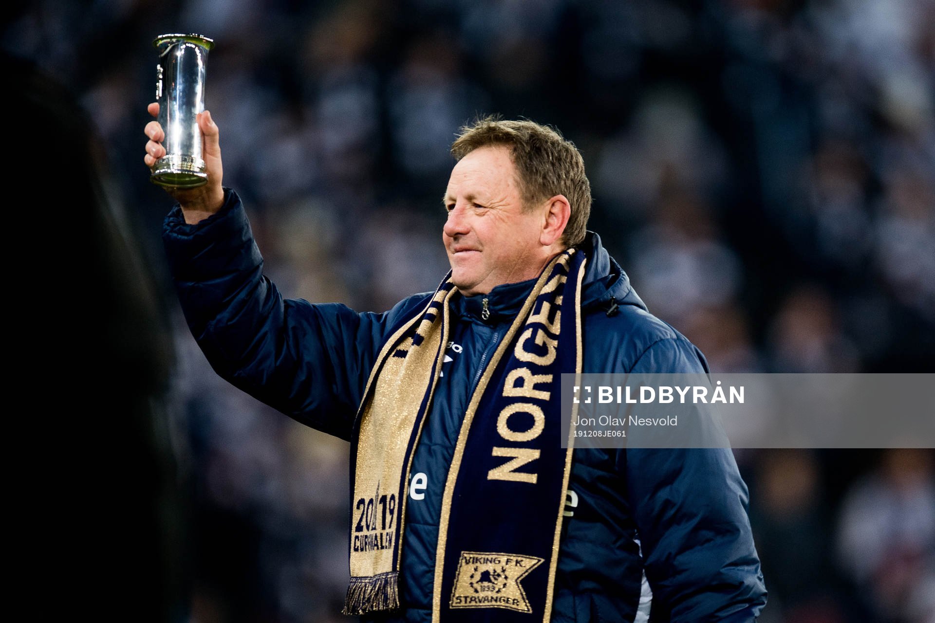 Bjarne Berntsen, head coach of Viking, celebrates with the