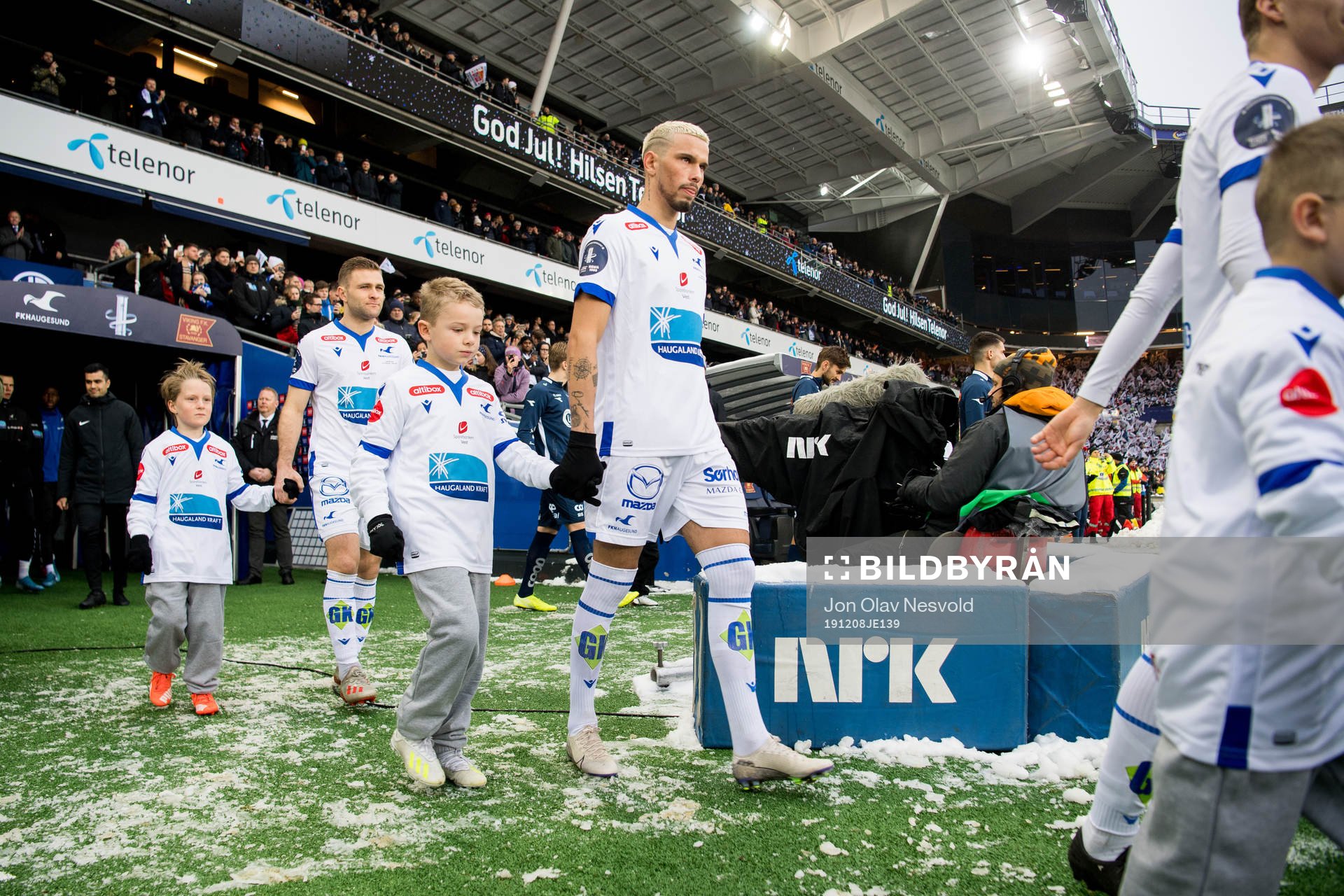 Kristoffer Velde of Haugesund enters the pitch