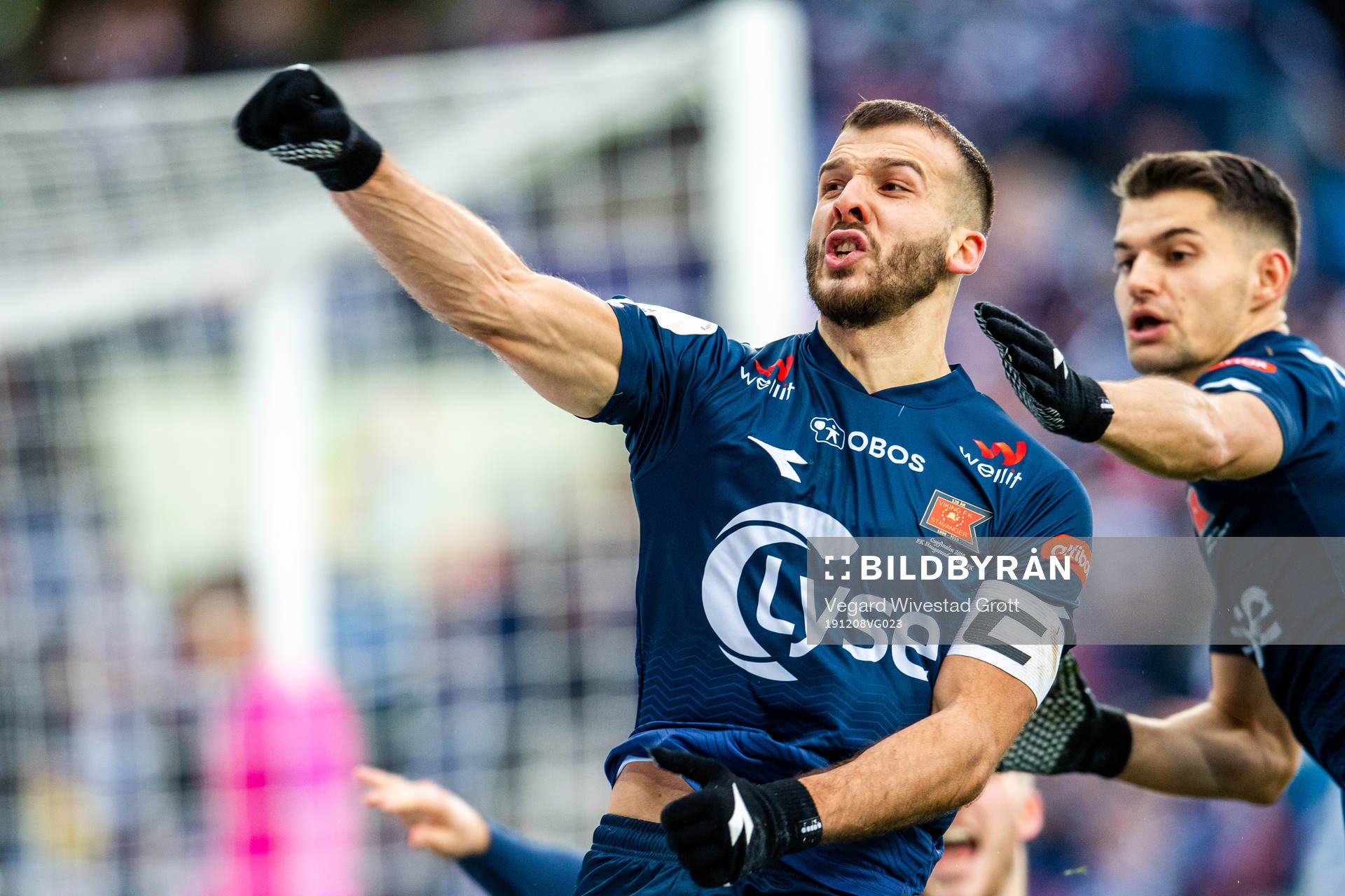 Zlatko Tripic of Viking celebrates