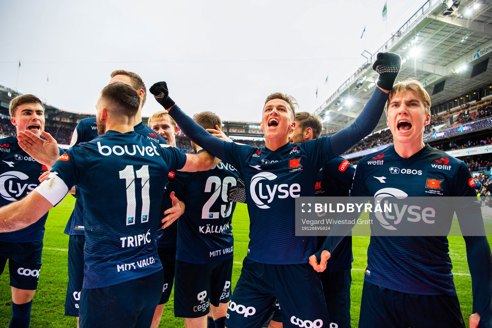 Adrian Pereira and Kristian Thorstvedt of Viking celebrate