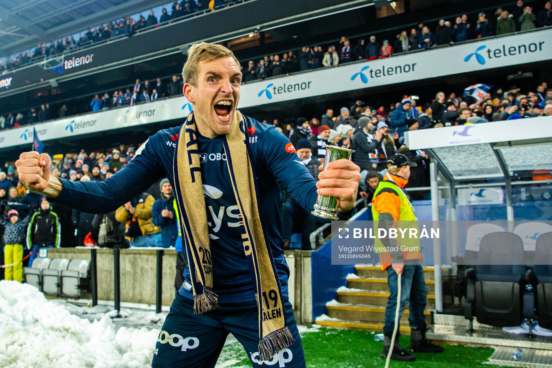Kristoffer Løkberg of Viking celebrates