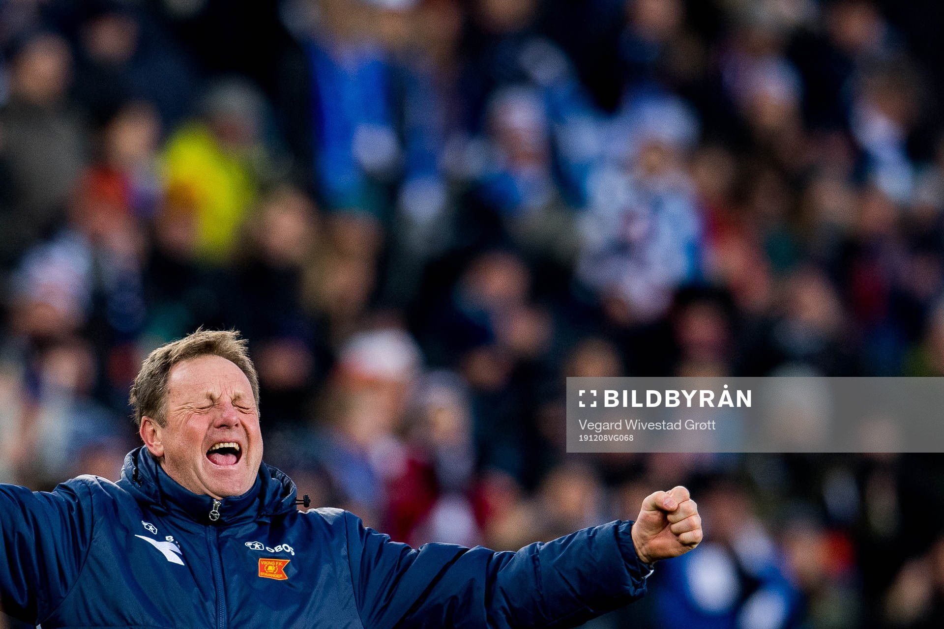 Bjarne Berntsen, head coach of Viking, celebrates