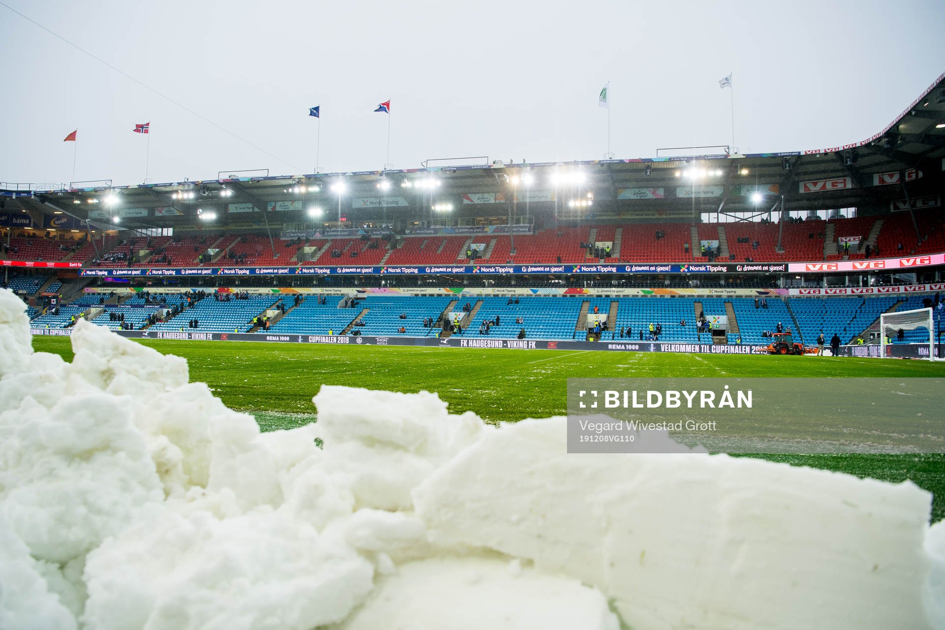 General view of Ullevaal stadion with snow