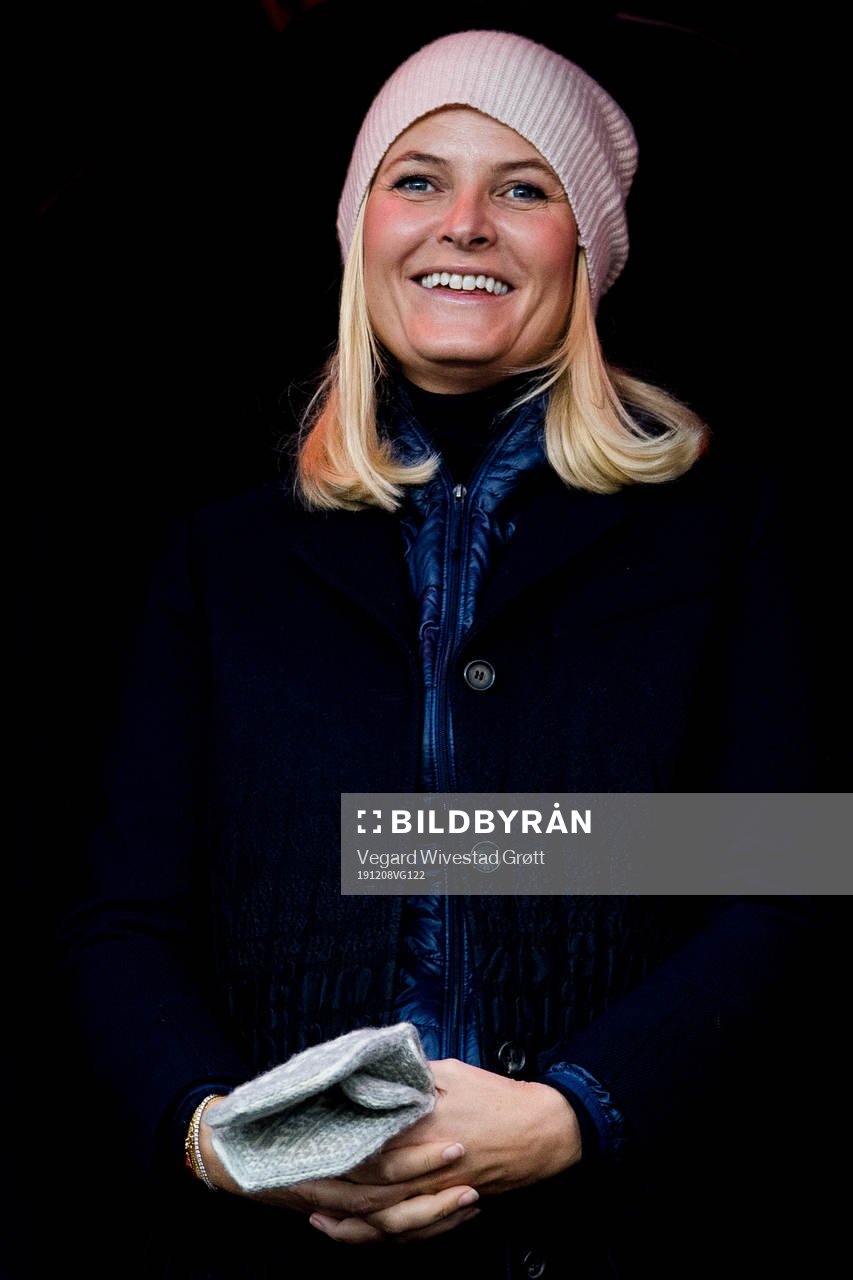 Mette-Marit, crown princess of Norway, in the stands ahead