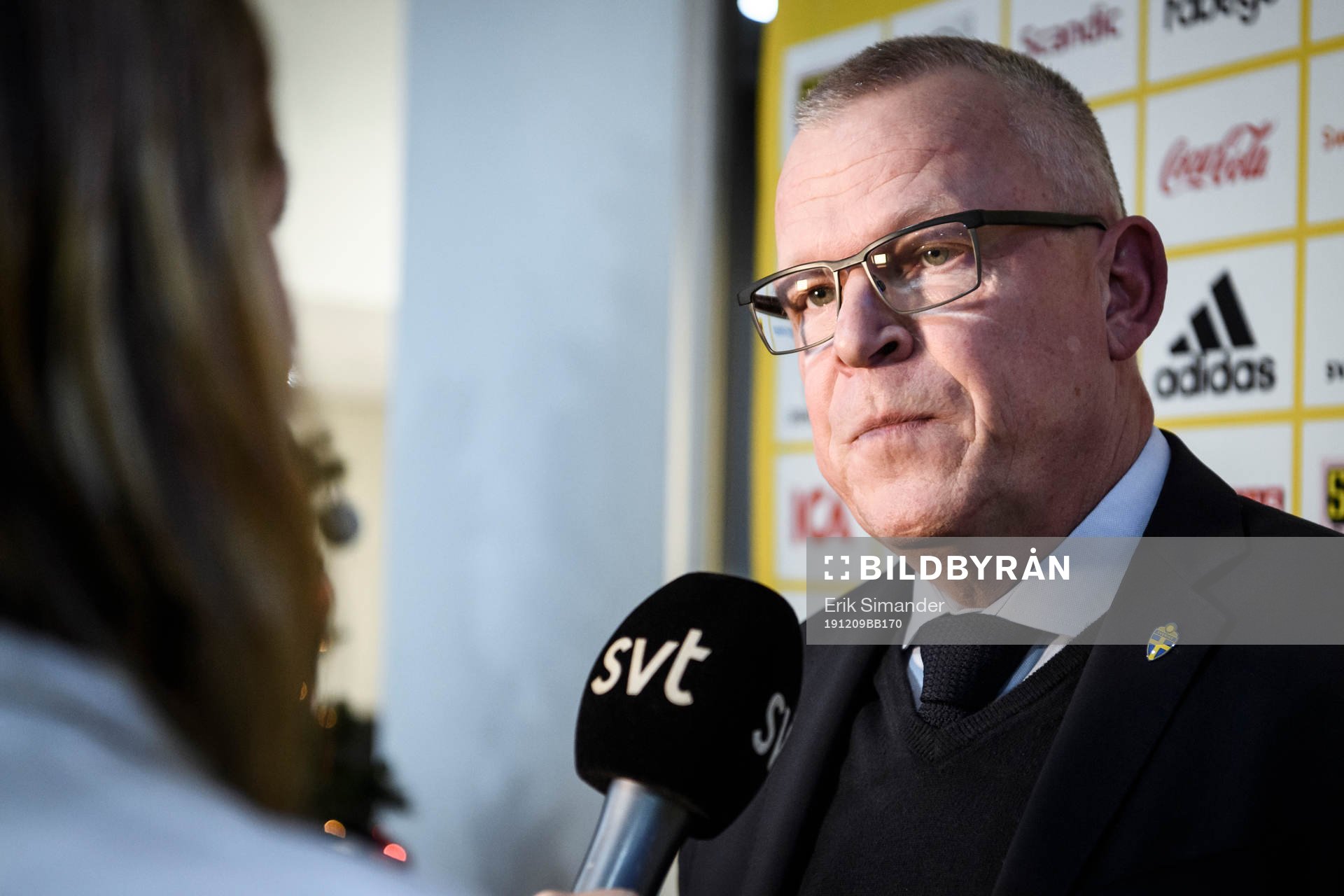 Head coach Janne Andersson of the Swedish national football team talks to the press during a press conference regarding the January tour on December 9, 2019 in Stockholm.