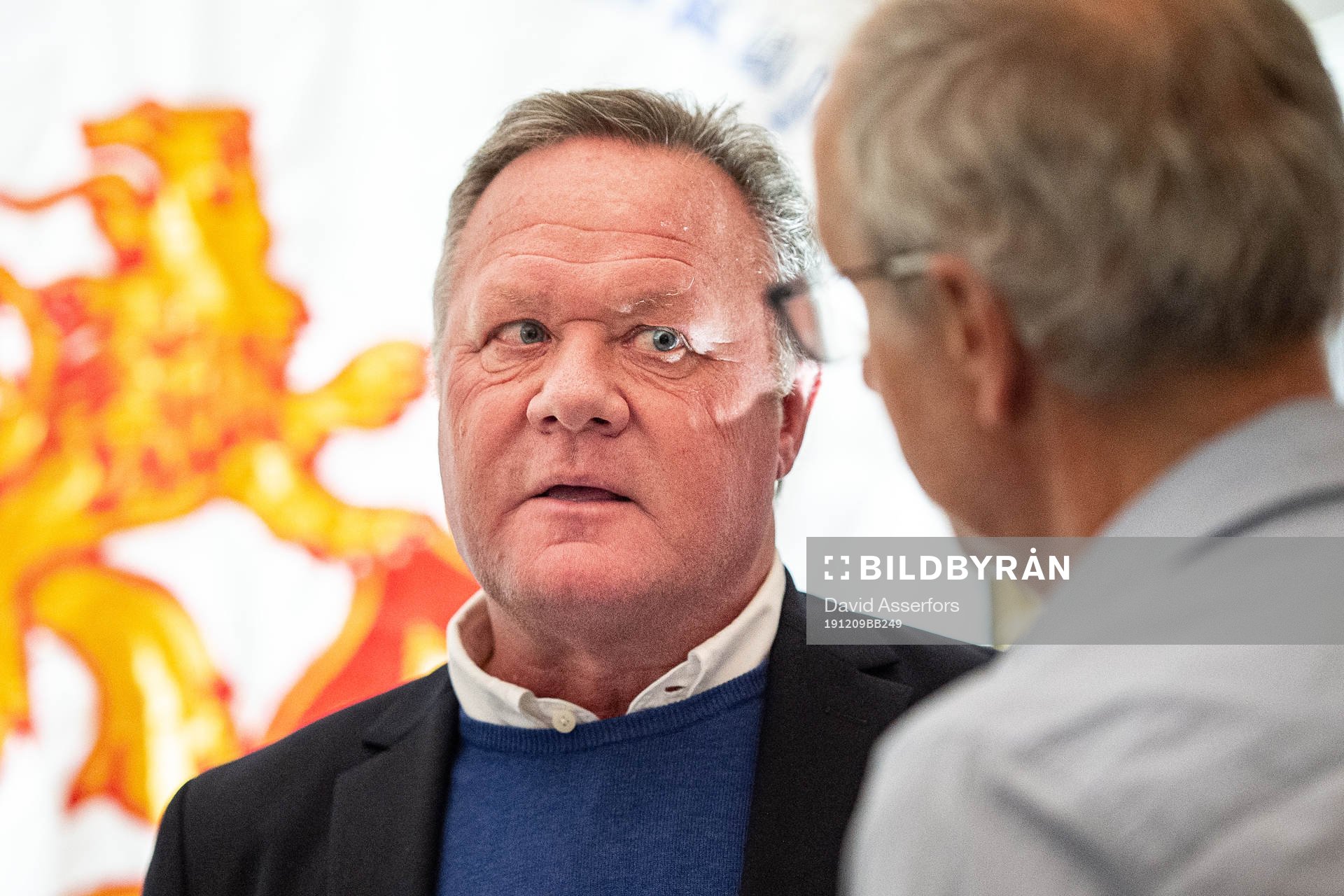 Örgrytes ordförande Joacim Nordh intervjuas under en presskonferens den 9 december 2019 i Göteborg.