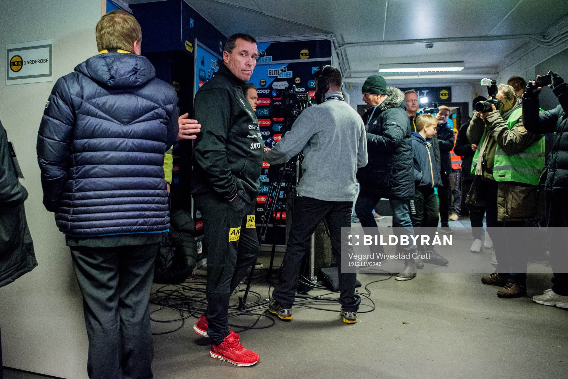 Tom Nordlie, head coach of Lillestrøm, in the mixed zone after the Eliteserien playoff football match between Lillestrøm and Start on December 11, 2019 in Lillestrøm.