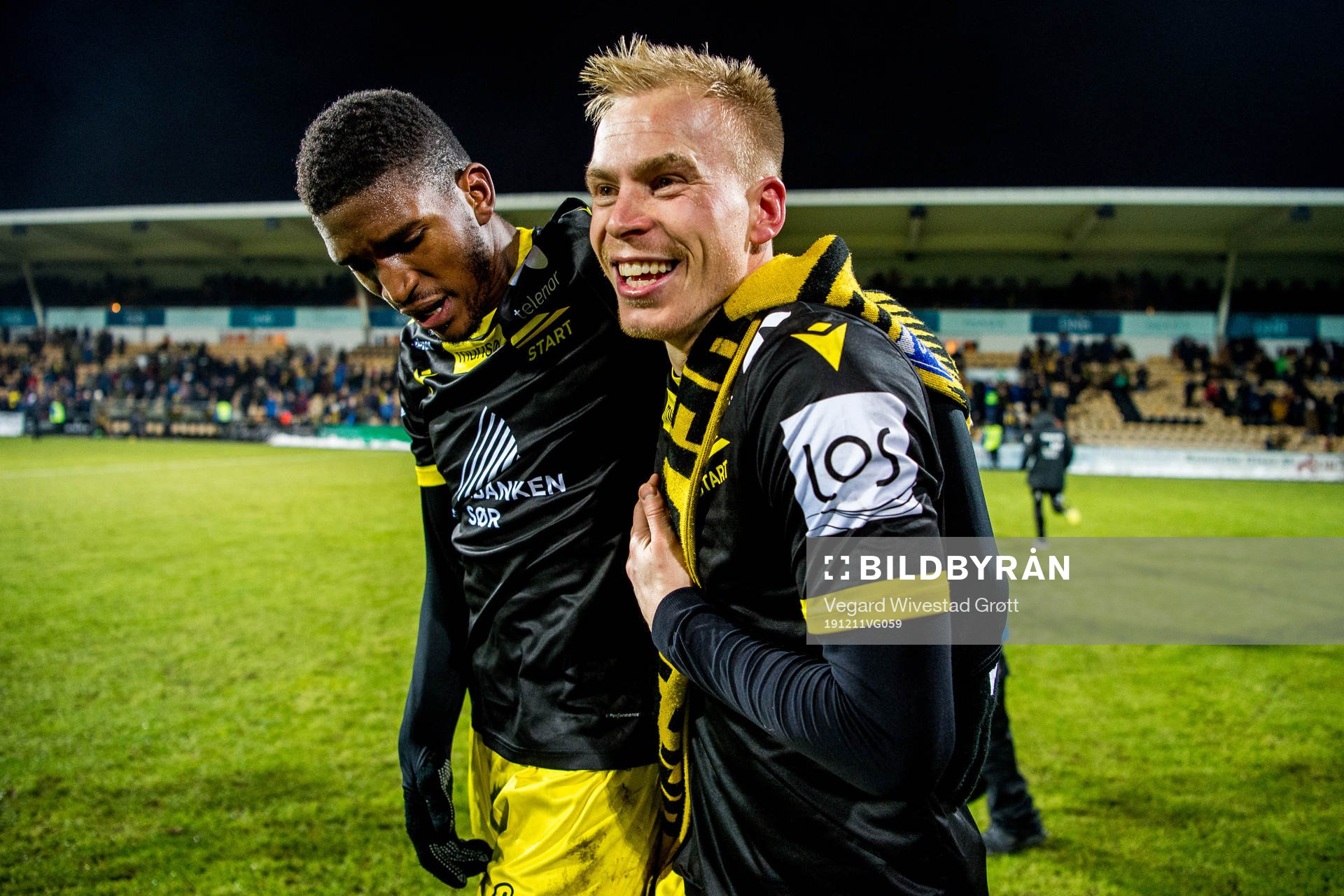 Damion Lowe and Martin Ramsland of Start celebrate