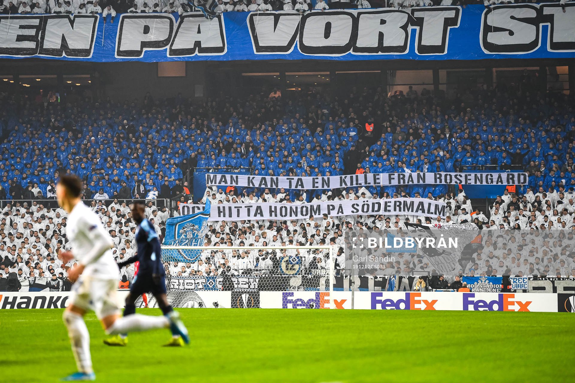 Fans of FC Köpenhamn with a banner