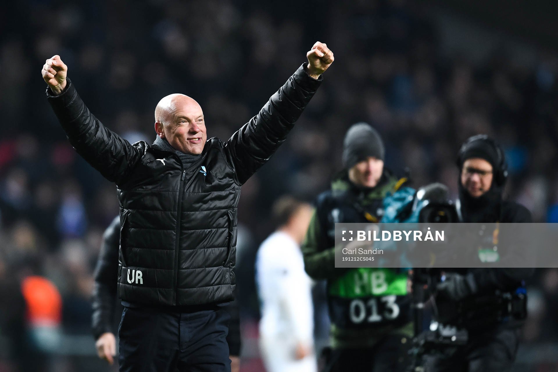 Uwe Rösler, head coach of Malmö FF celebrates after the Europa League match between FC Köpenhamn and Malmö FF on December 12, 2019 in Copenhagen.