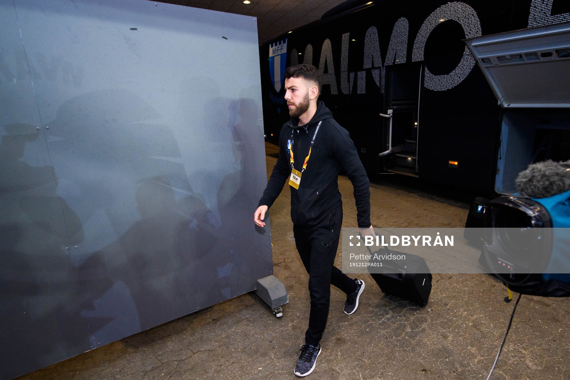 Erdal Rakip of Malmö FF arrives prior to the Europa League