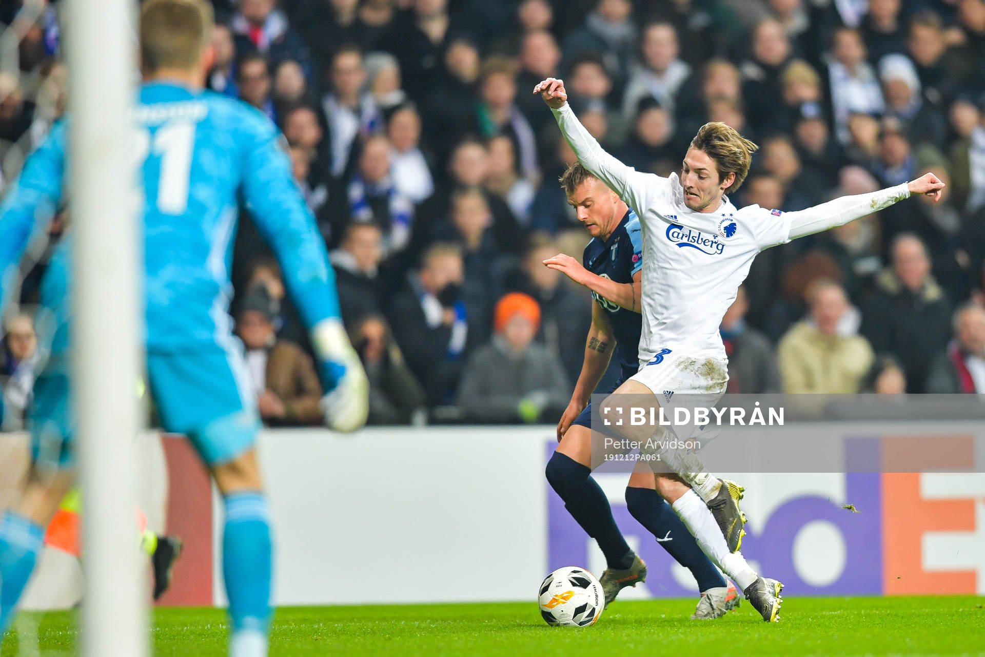 Eric Larsson of Malmö FF and Rasmus Falk of FC Köpenhamn