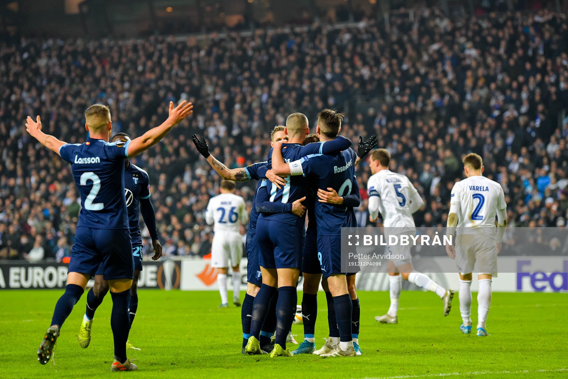 Players of Malmö FF celebrates the 0-1 goal by Arnor