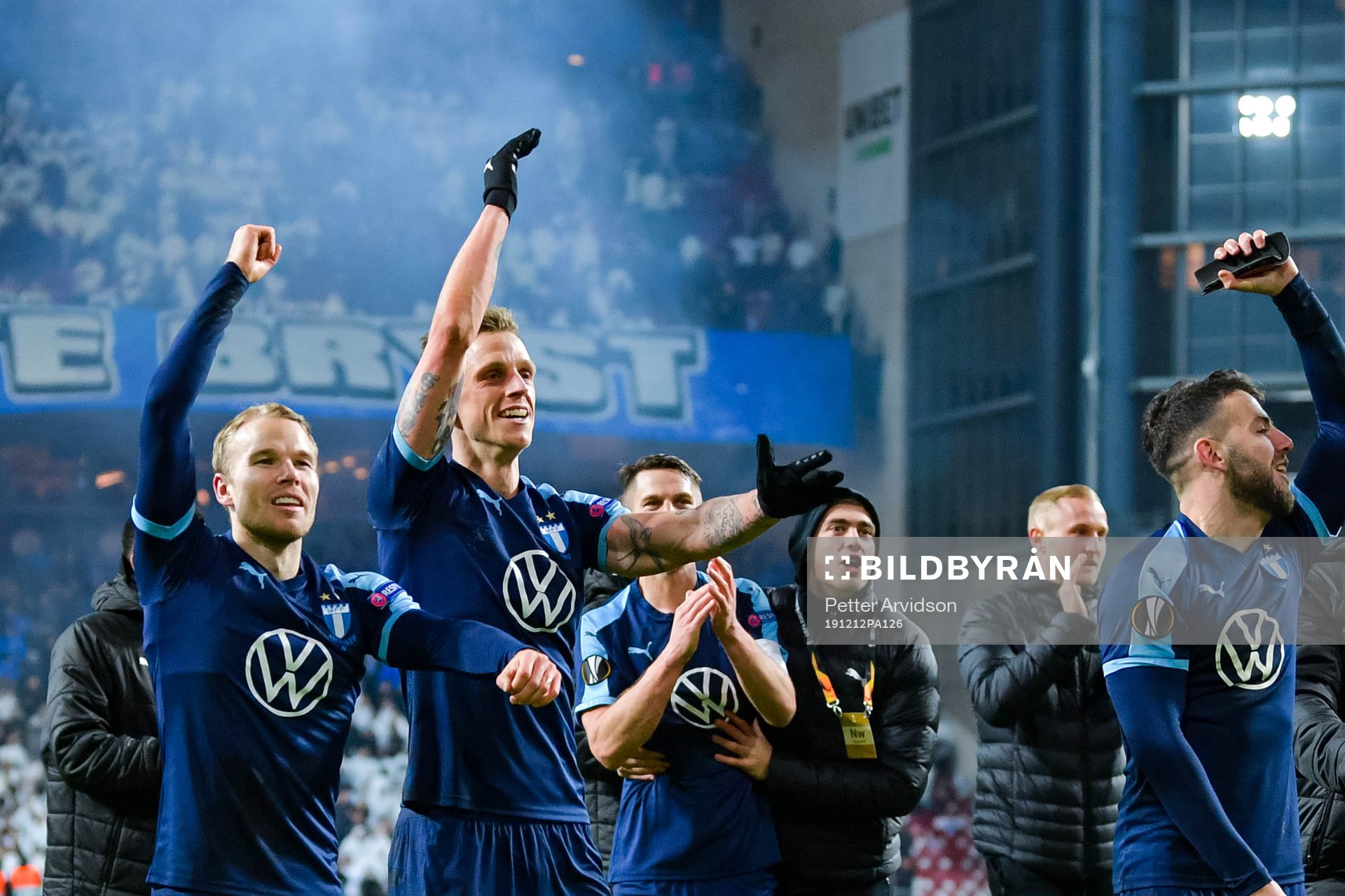 Oscar Lewicki and Sören Rieks of Malmö FF celebrate