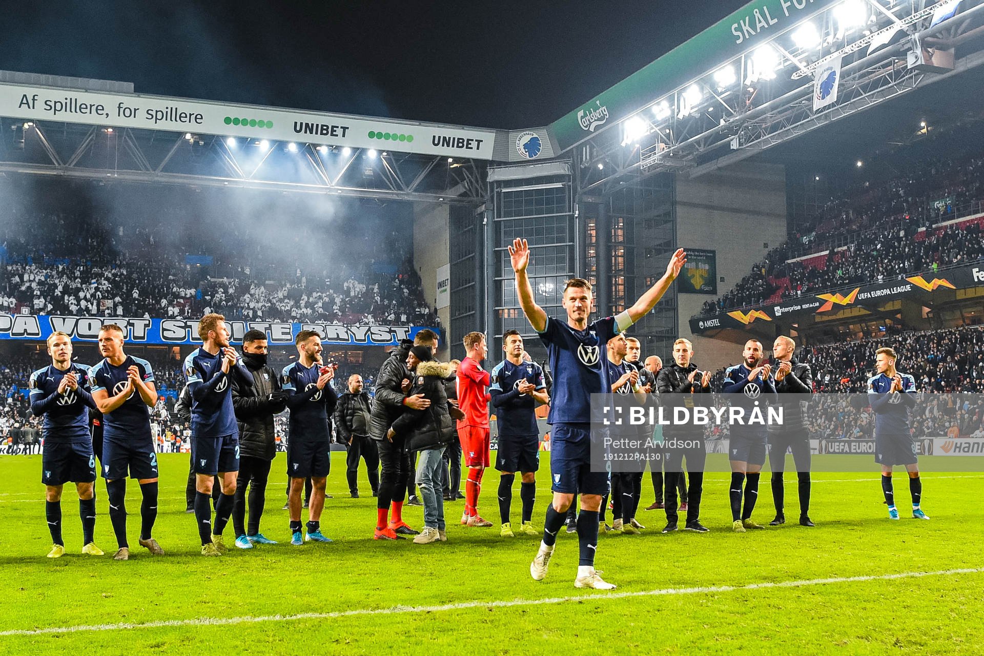 Playaers of Malmö FF celebrate with Markus Rosenberg