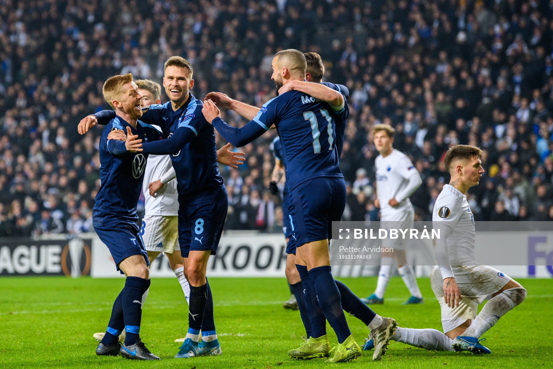 Arnor Traustason of Malmö FF celebrate with Anders